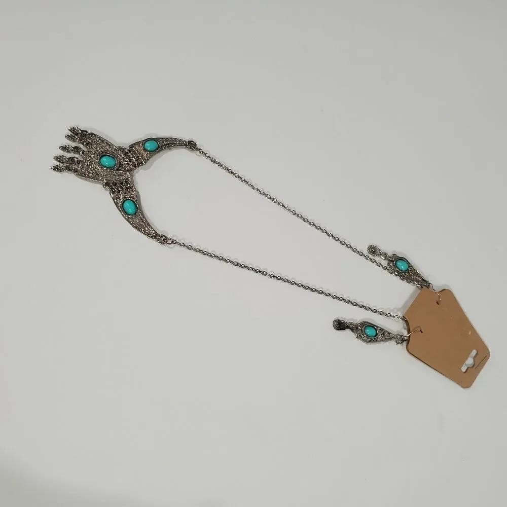 Vintage style turquoise earrings and necklace - Picture 3 of 9